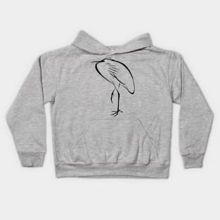 Japanese Sumi E Calligraphy Egret Bird Kids Hoodie